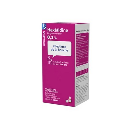 Hexetidine biogaran conseil 0,1 %, flacon de 200 ml de solution pour bain de bouche