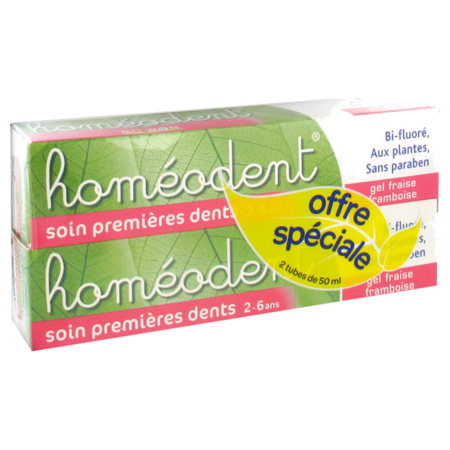 Homeodent soin premieres dents fraise fram, 2 x 50 ml