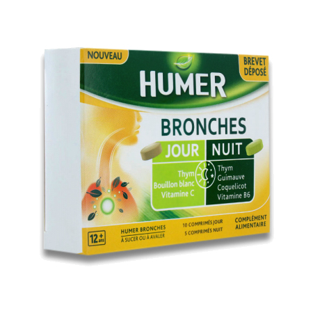 Humer Bronches Jour et Nuit, 15 Comprimés