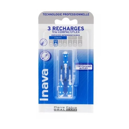 inava 3 recharges Trio compact/flex bleu, x 3