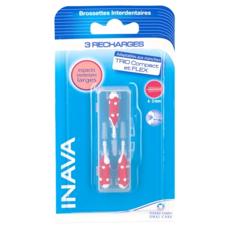 Inava flex brossette rechange rouge, x 3