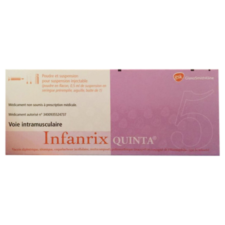 Infanrixquinta, flacon de poudre injectable et seringue préremplie de 0,5 ml de suspension