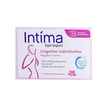 Intima Lingettes Individuellles Hygiène Intime , x12 Sachet Individuels