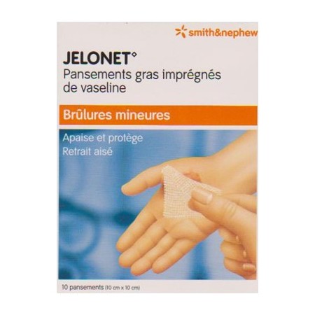 Jelonet pansement gras 10 cm x 10 cm, x 10