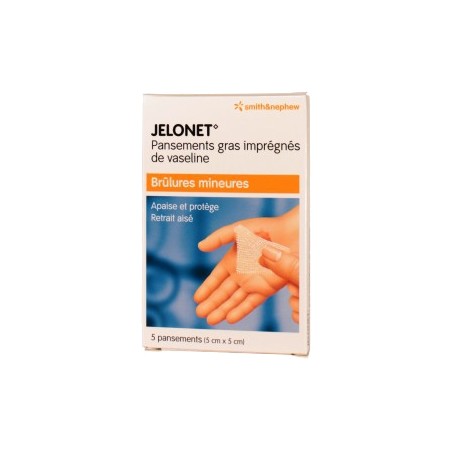 Jelonet pansement gras 5 cm x 5 cm, x 5