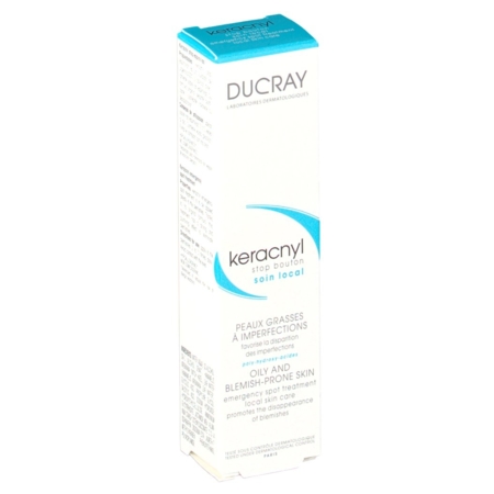 Ducray  peaux grasses a imperfections keracnyl  stop bouton soin local 10 ml