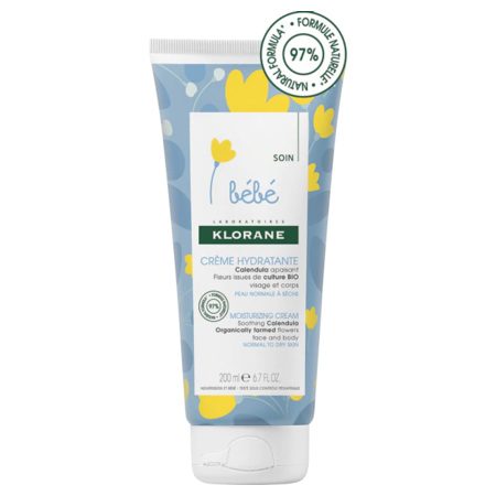 Klorane Bébé Crème Hydratante au Calendula, 200 ml