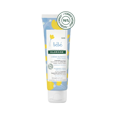 Klorane Bébé Crème Nutritive Bébé au Cold Cream, 125 ml