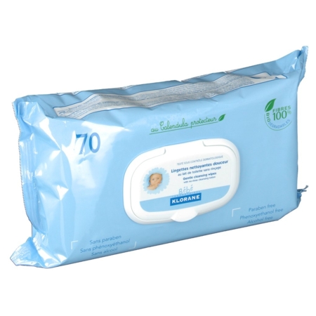 Klorane toilette bébé lingettes visage et mains x 25