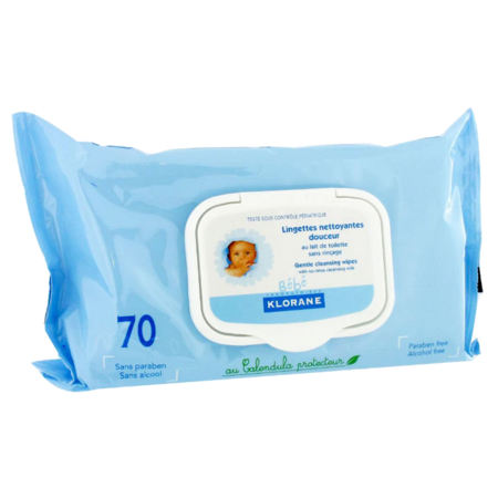 Klorane bébé lingettes douceur sans paraben, x 70