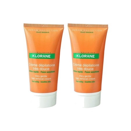 Klorane crème dépilatoire très douce, jambes, aisselles et maillot - 2x150 ml 