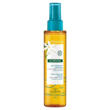 Klorane Huile Réparatrice Après-Soleil au Monoi et Tamanu Bio, 150 ml