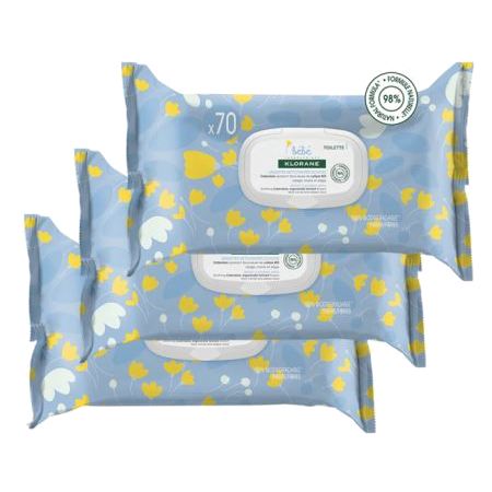 Klorane lingettes nettoyantes au calendula, lot de 3