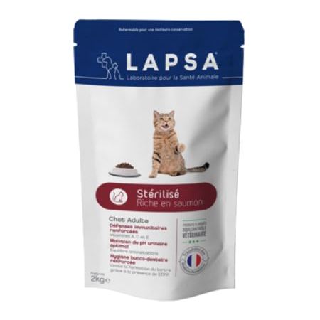 Lapsa Chat Stérilisé Adulte Croquettes Saumon, 2 kg