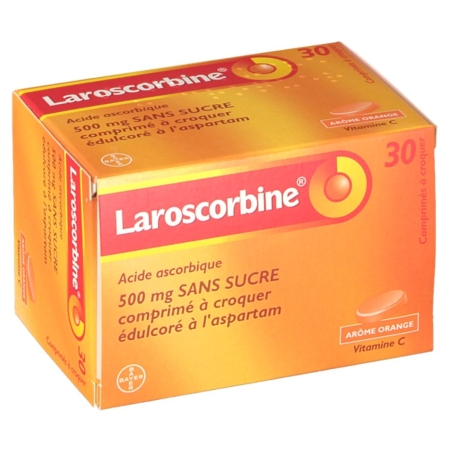 Laroscorbine 500 mg sans sucre, 30 comprimés à croquer