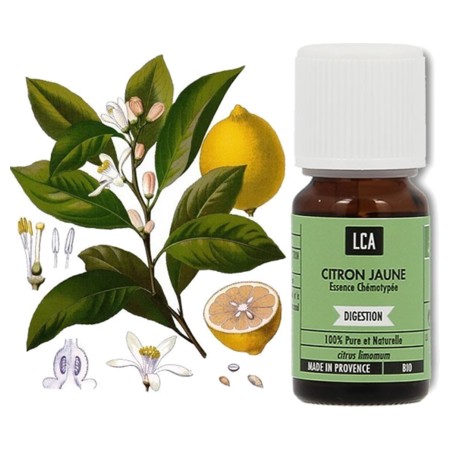 LCA Huile Essentielle Bio de Citron Jaune, Flacon de 10 ml