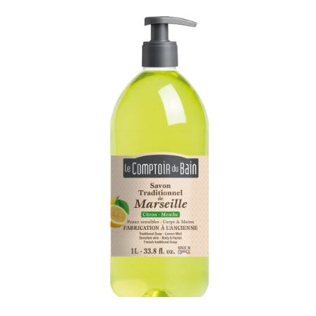 Comptoir du bain savon traditionnel de marseille citron-menthe 1l