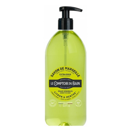 Le Comptoir du Bain Savon Traditionnel de Marseille Citron Menthe, 1 L