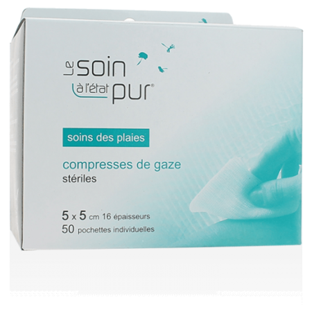 Le soin etat pur compresse gaze 5cm x 5cm 50