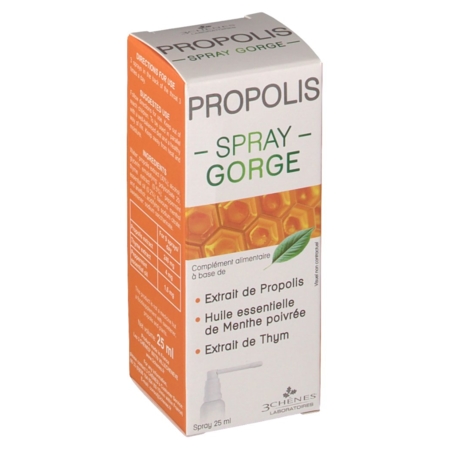 Les 3 chênes propolis spray gorge pour prévenir et guérir les maux de gorge