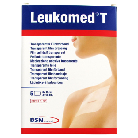 Leukomed t film adhesif transparent 8 cm x 10 cm, x 5