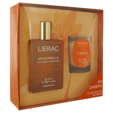 Lierac coffret huile sèche tonifiante sensorielle 100 ml + bougie esteban offerte