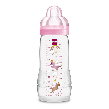 Mam Biberon Easy Active 2ème Âge Débit X Conte de Fée Rose, 330 ml