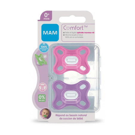 Mam Comfort Sucettes Nouveau Né Rose, Boite de 2