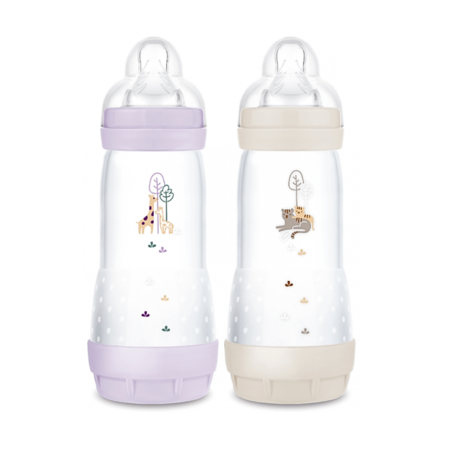 Mam Easy Start Biberons Anti-colique +4 Mois Débit 3 Lilas et Sable, 2 x 320 ml