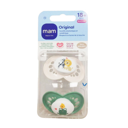 Mam Original Sucette Silicone +18 Mois Lion & Grenouille, Pack de 2