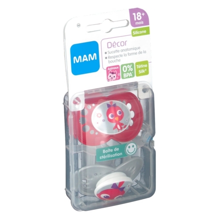 Mam Sucette Anatomique Silicone Animaux +18 mois, 2 Sucettes