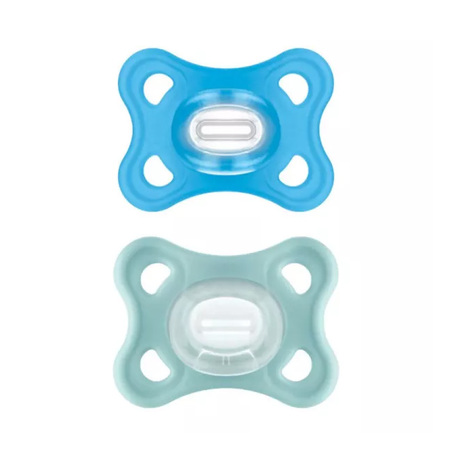 Mam Sucettes Comfort 2-6 Mois en Silicone Bleu - Vert, Pack de 2