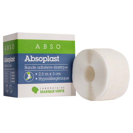 Marque Verte Absoplast Bande Adhésive Élastique, 2.5m x 10cm