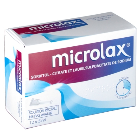 Microlax sorbitol citrate et laurilsulfoacetate de sodium, 4 unidoses de gel rectal