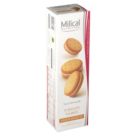 Milical les aides minceur biscuits fourrés noisette protéinés 220 g  