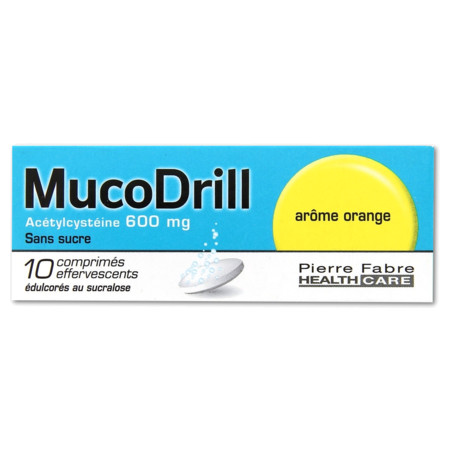 Mucodrill Acetylcystéine 600mg, 10 comprimés effervescents