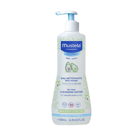 Mustela Bébé Eau Nettoyante Bébé sans Rinçage à l'Avocat Bio, 500 ml