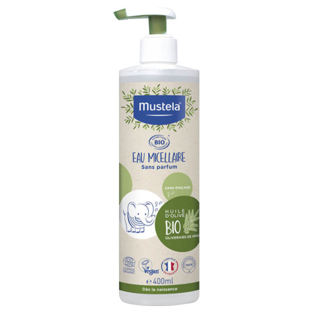 Mustela Bébé - Enfant Eau Micellaire Bio, Flacon Pompe 400 ml