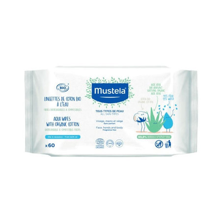 Mustela Lingettes de Coton à l'Eau Nettoyantes, 60x