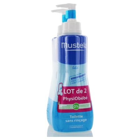 Mustela physiobébé fluide nettoyant sans rinçage- 2x500ml