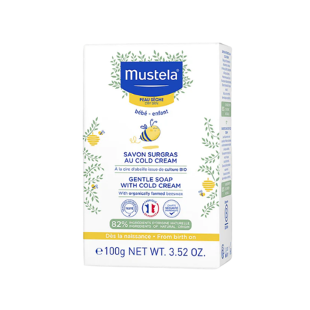 Mustela Savon Surgras au Cold Cream à la Cire d'Abeille Bio, 100 gr