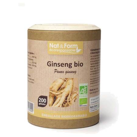 Nat&Form ginseng rouge bio 250mg, 200 gélules