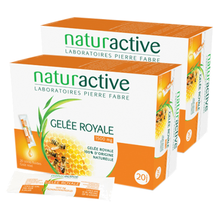 Naturactive Gelée Royale 1500 mg Stick Fluide, 2 Boites de 20 Sticks