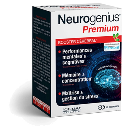 Neurogenius Premium Booster Cérébral, 60 Comprimés
