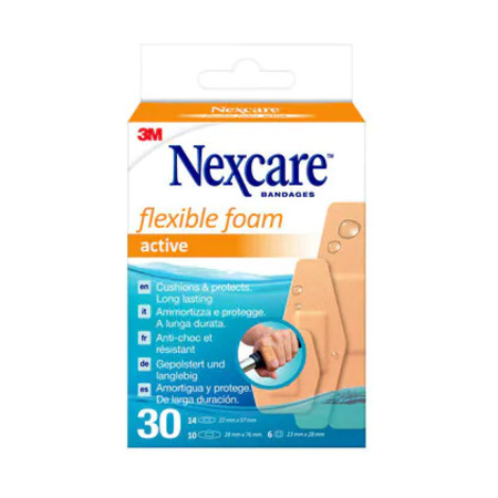 Nexcare Active Flexible Pansements en mousse, Assortiment de 30 Pansements