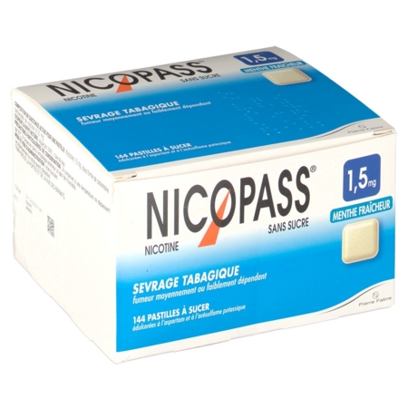 Nicopass 1,5 mg sans sucre menthe fraicheur, 36 pastilles à sucer