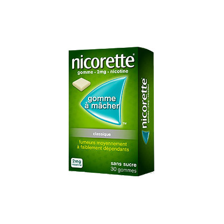 Nicorette 2 mg sans sucre, 105 gommes à mâcher