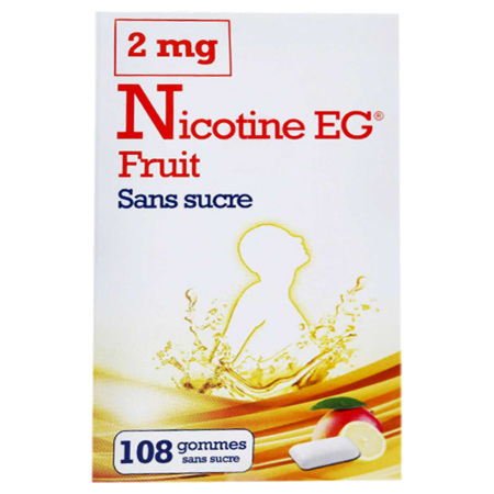 Nicotine EG Fruit Sans Sucre 2mg, 108 Gommes
