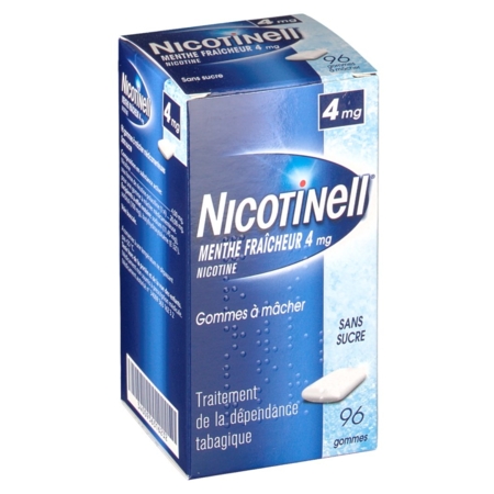 Nicotinell menthe fraicheur 4 mg sans sucre, 96 gommes à mâcher