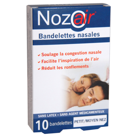Nozoair bandelette nasale petit/moyen nez bte 10